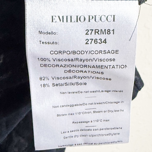 Emilio Pucci Black Printed Blouse Size 4 - Picture 4 of 6